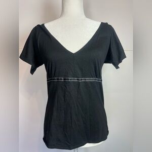 Old Navy Black V Neck Empire Waist Tie Back Top Size M